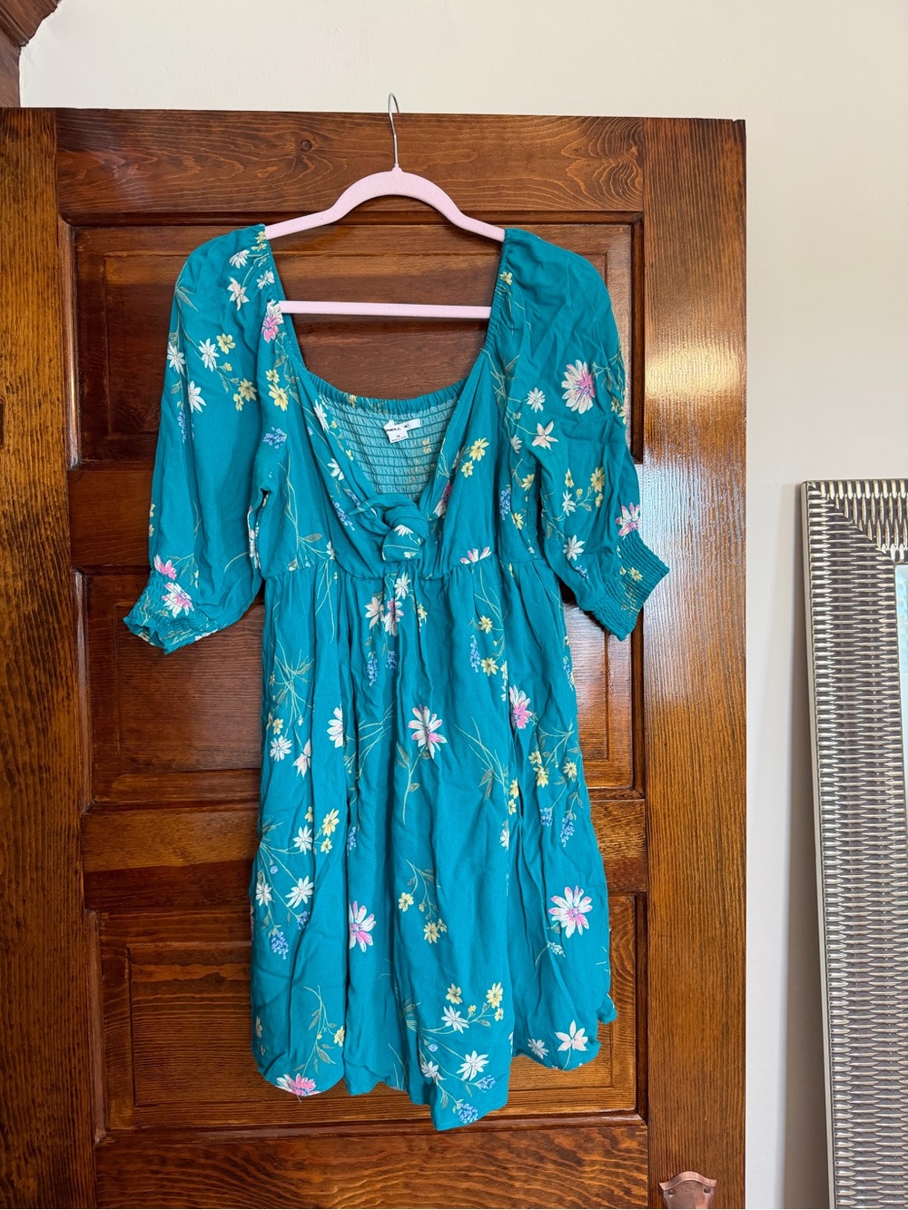 O'Neill Teal Floral Tie-Front Dress